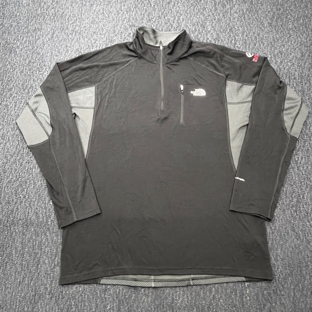 The North Face Summit Series Mens L FlashDry Wool Blend 1/4 Zip Pullover Black